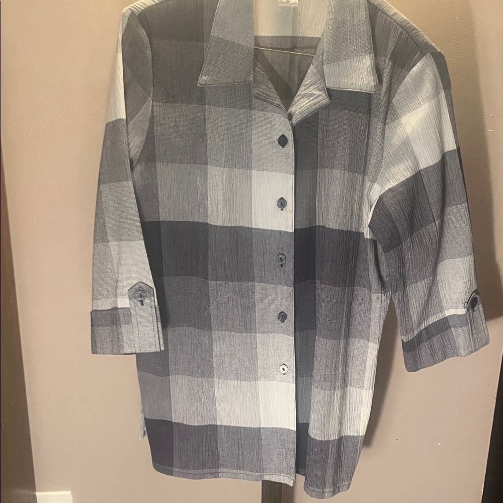 Allison Daley Blue and White window check Blouse